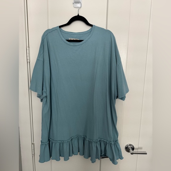 We The Free Blue Ruffle Top - Picture 1 of 3